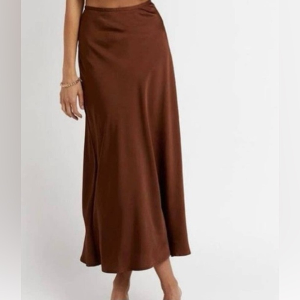 Dissh Chocolate Brown Satin Skirt Size 10